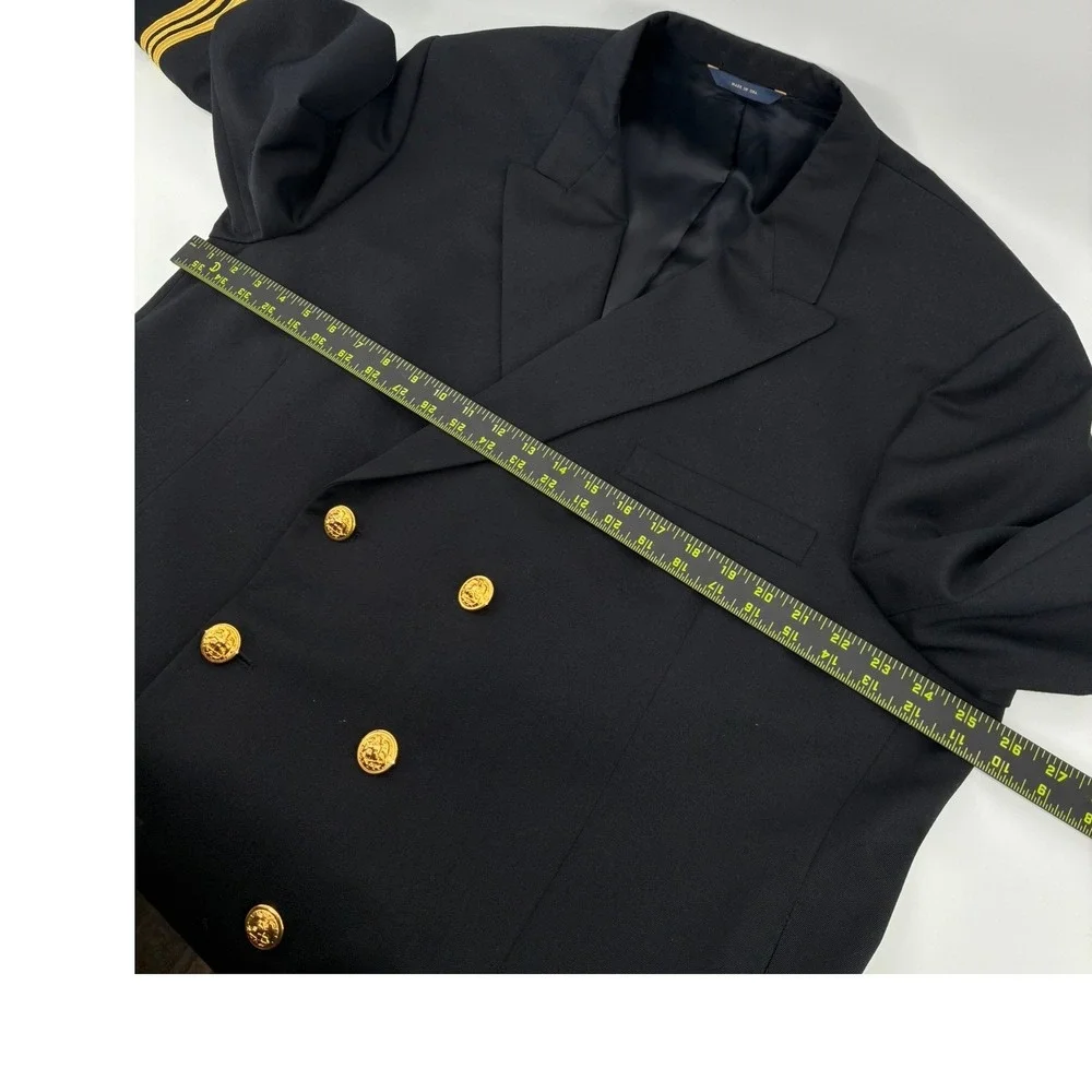US NAVY Brook Brothers 50L Premier Collection Double Breasted Blazer USA Black